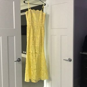 Yellow lace maxi dress